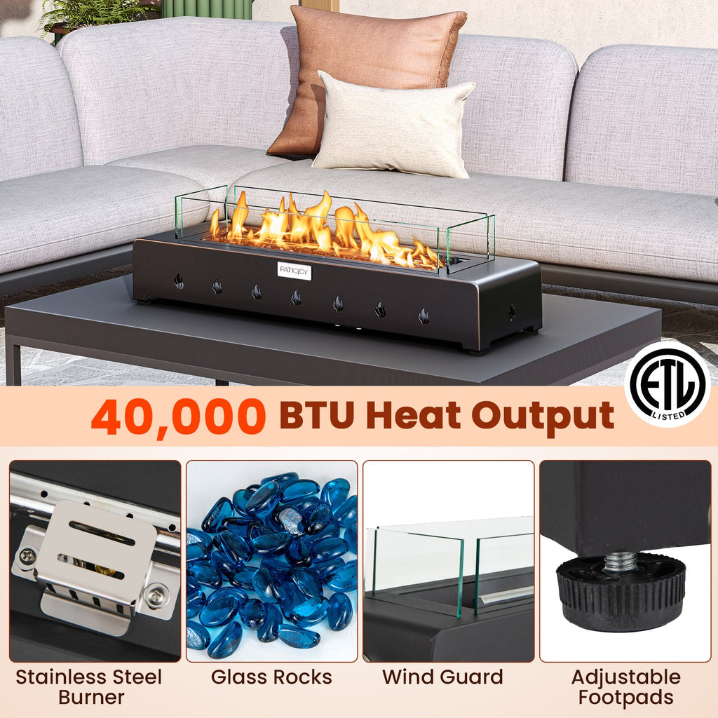 Portable Propane Tabletop Fire Pit with Wind Guard