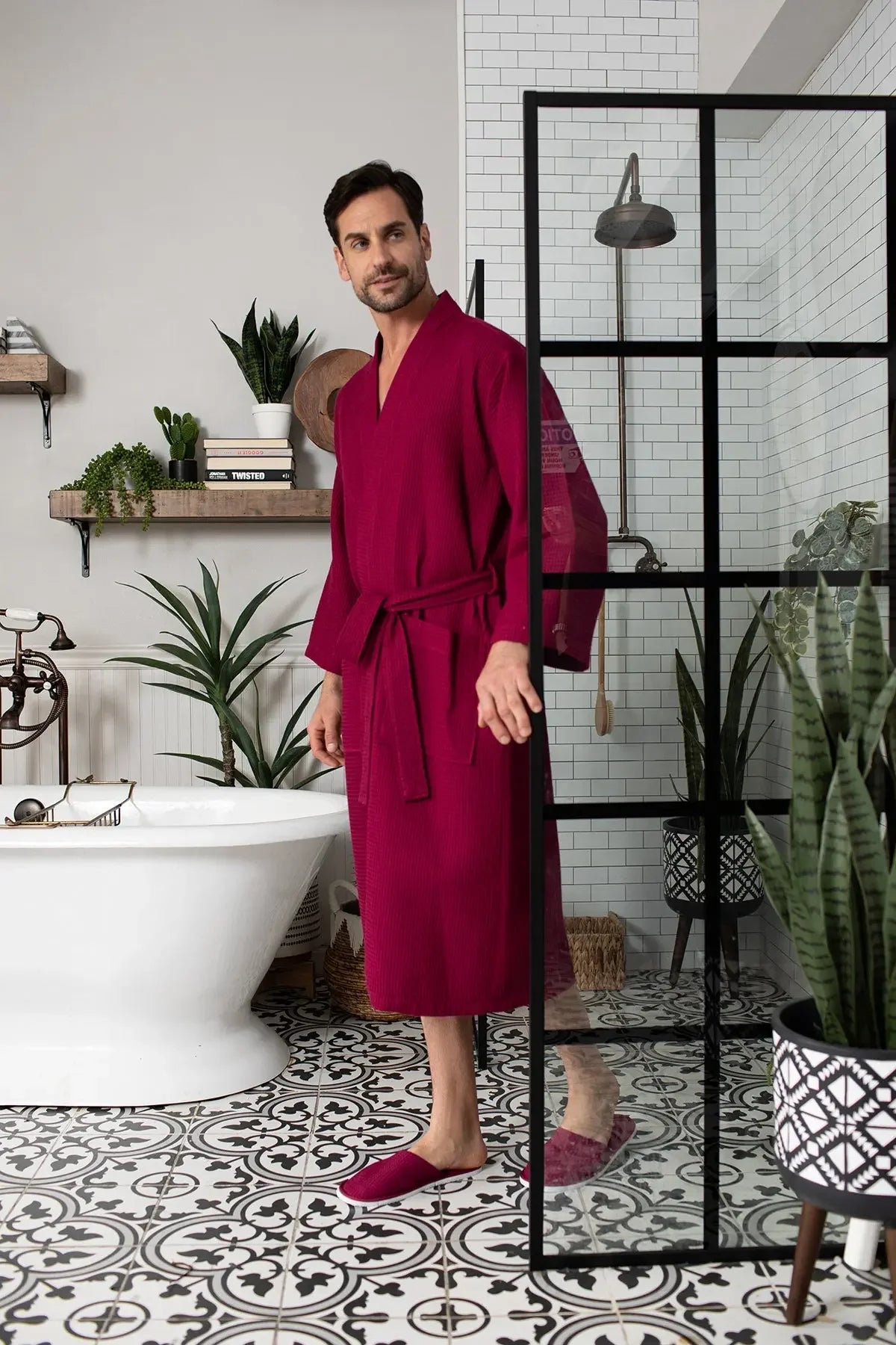 Waffle Spa Robe – Lightweight Quick-Dry Kimono Bath Robe