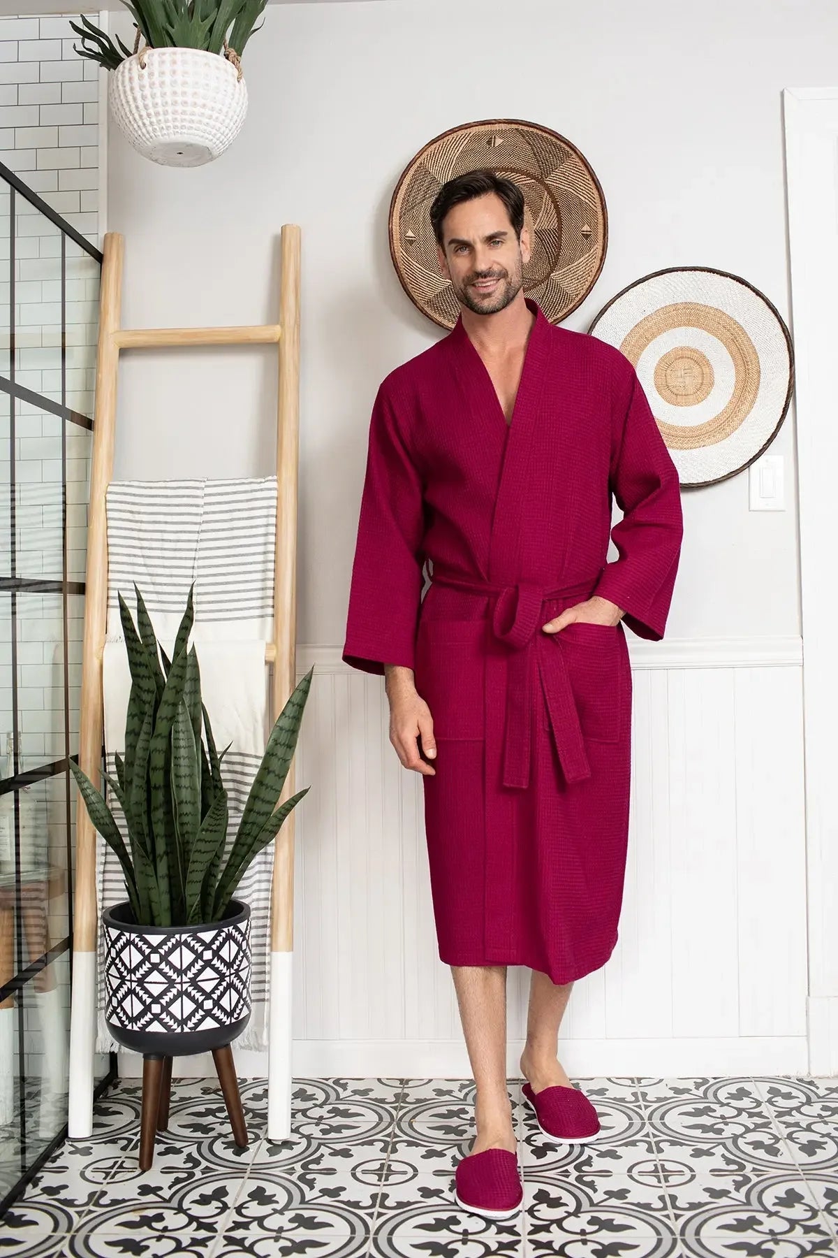 Waffle Spa Robe – Lightweight Quick-Dry Kimono Bath Robe