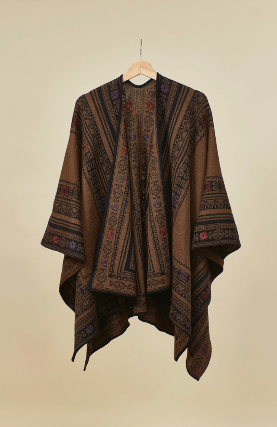 Reversible Hand-Embroidered Alpaca Cape