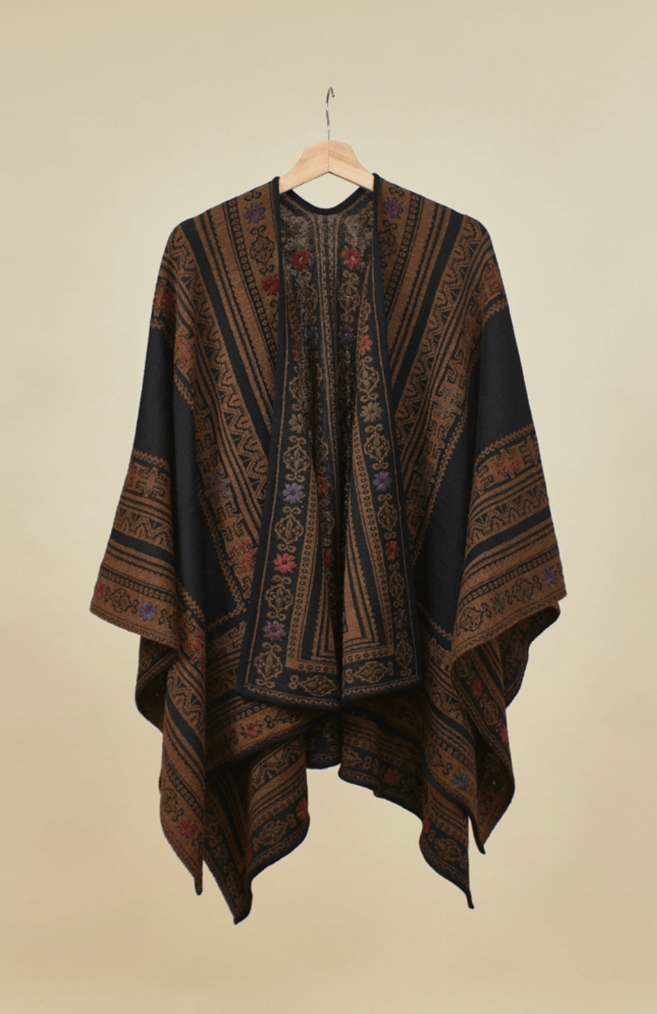 Reversible Hand-Embroidered Alpaca Cape