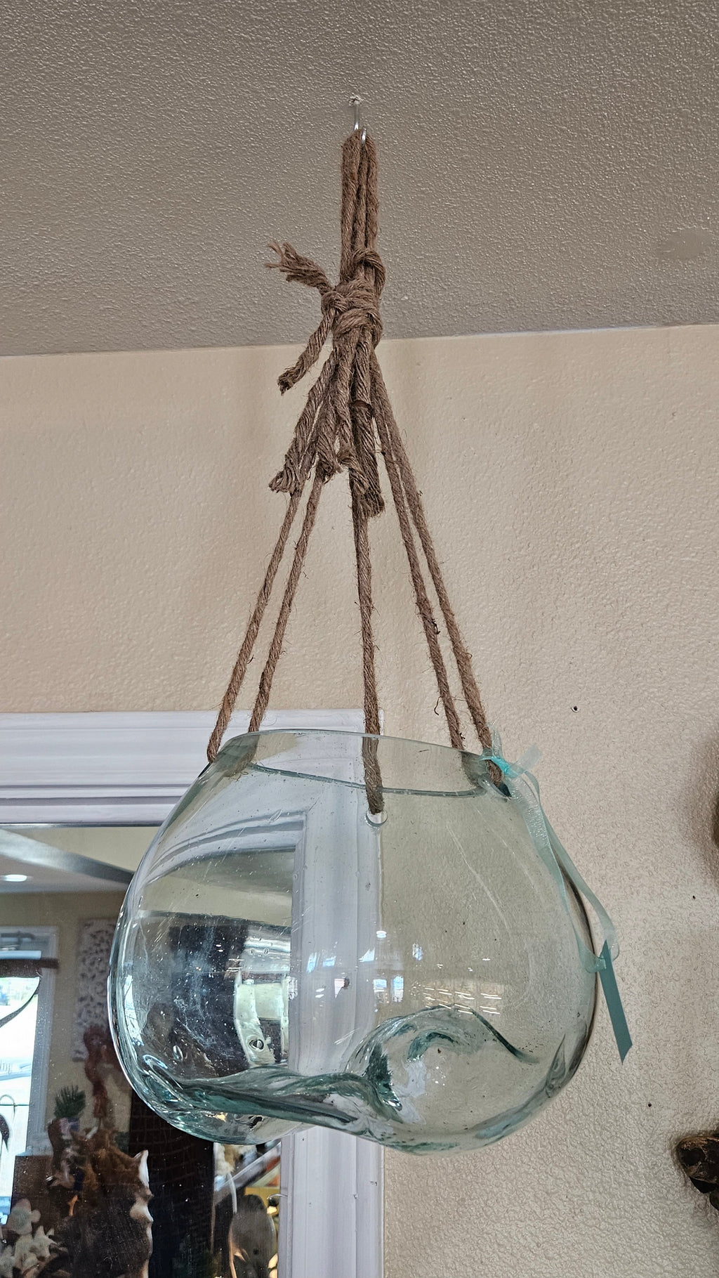 Hanging Molten Glass Terrarium with Rope