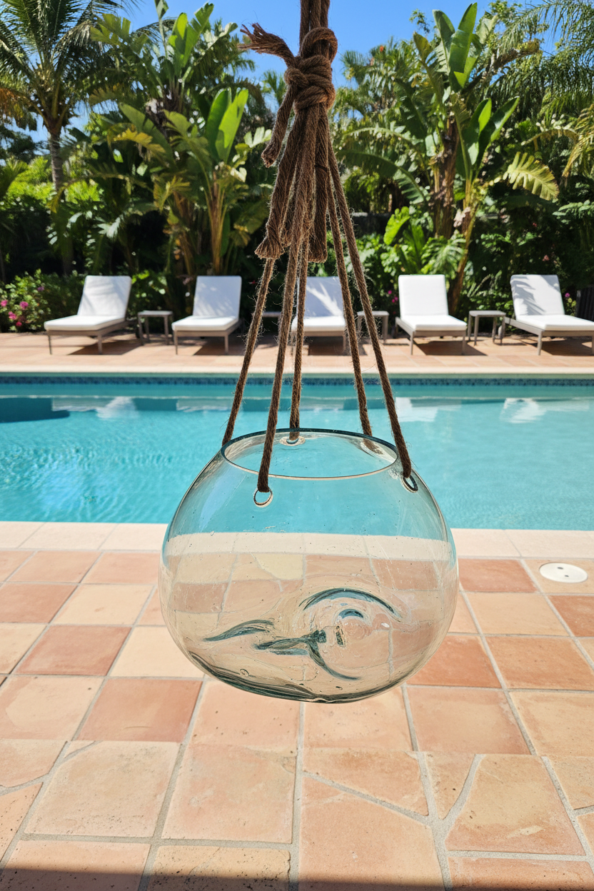 Hanging Molten Glass Terrarium with Rope