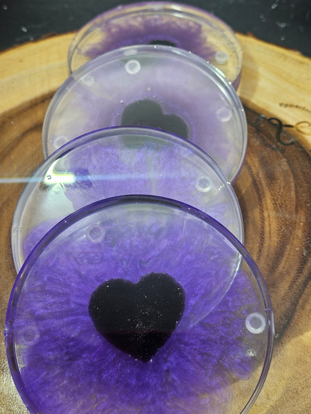 Obsidian Heart Coaster Set — Set of 4