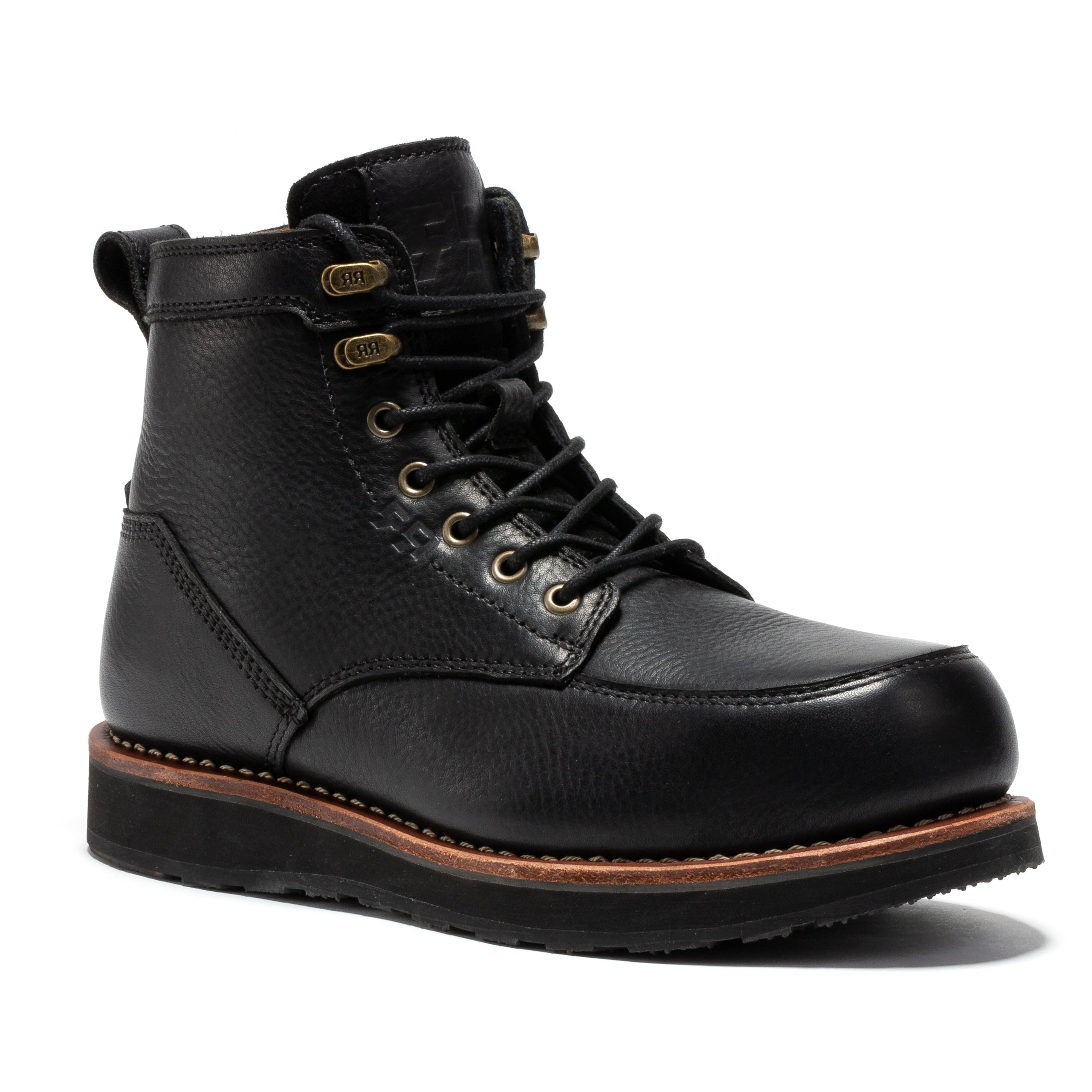 Rock Rooster Edgewood Men's 6" Steel Toe Wedge Work Boot – Black & Brown (SAP610)
