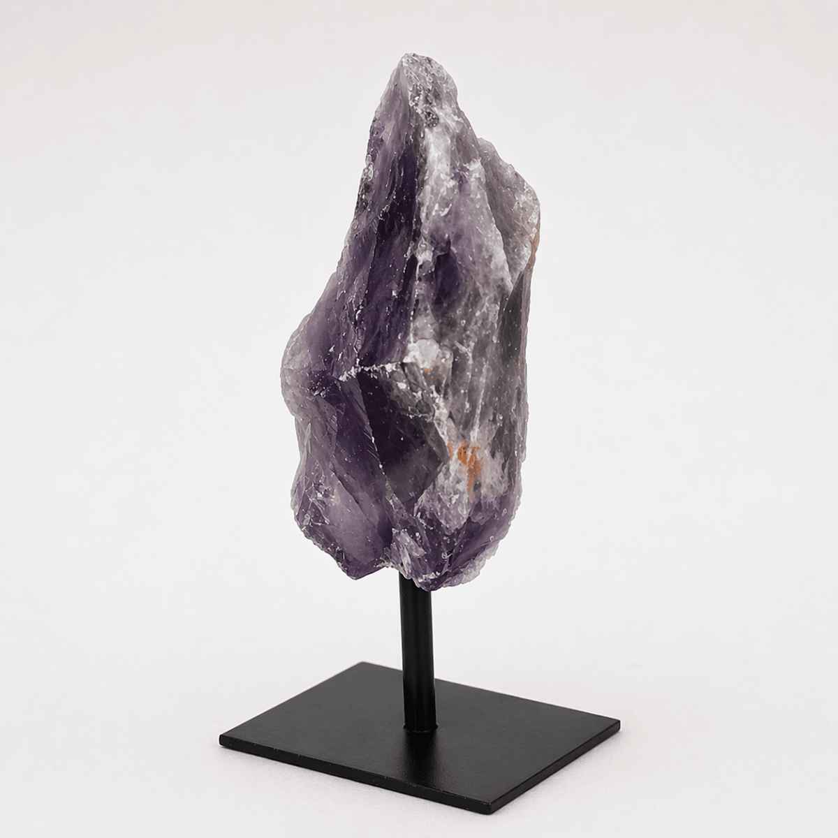 Rough Amethyst Crystal with Metal Stand | One-of-a-Kind Violet Gemstone Specimen, 5–6"