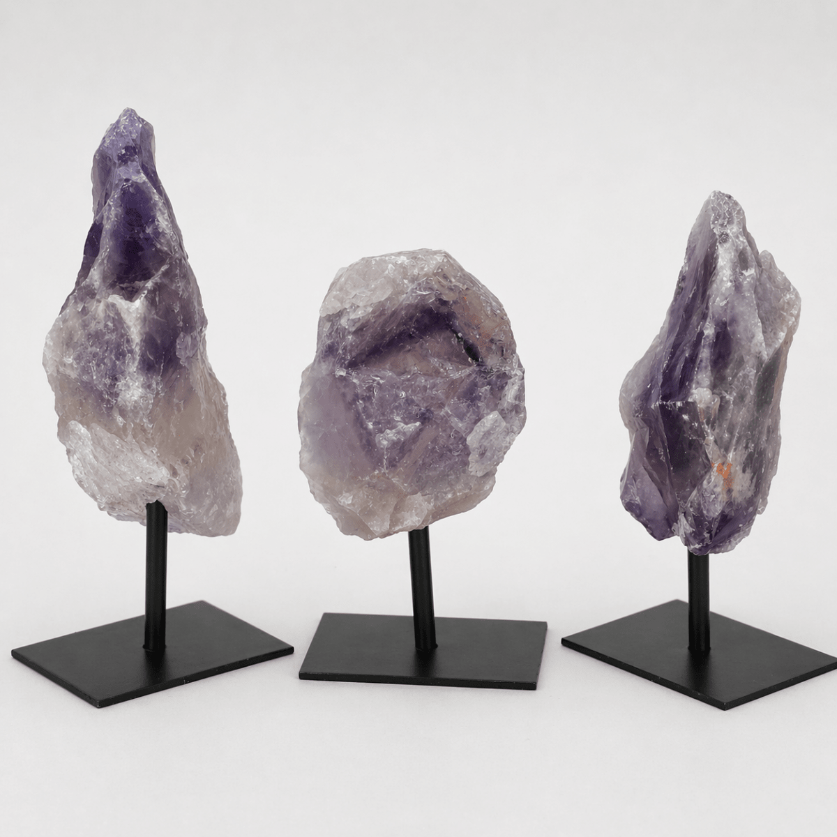 Rough Amethyst Crystal with Metal Stand | One-of-a-Kind Violet Gemstone Specimen, 5–6"
