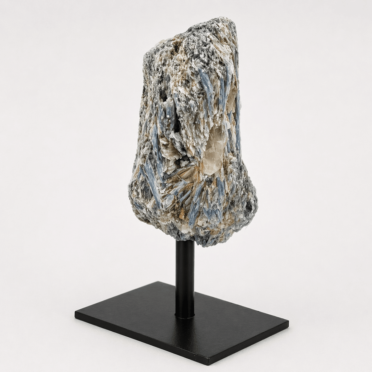 Rough Blue Kyanite Crystal with Metal Stand | One-of-a-Kind Mineral Specimen, 5–6"