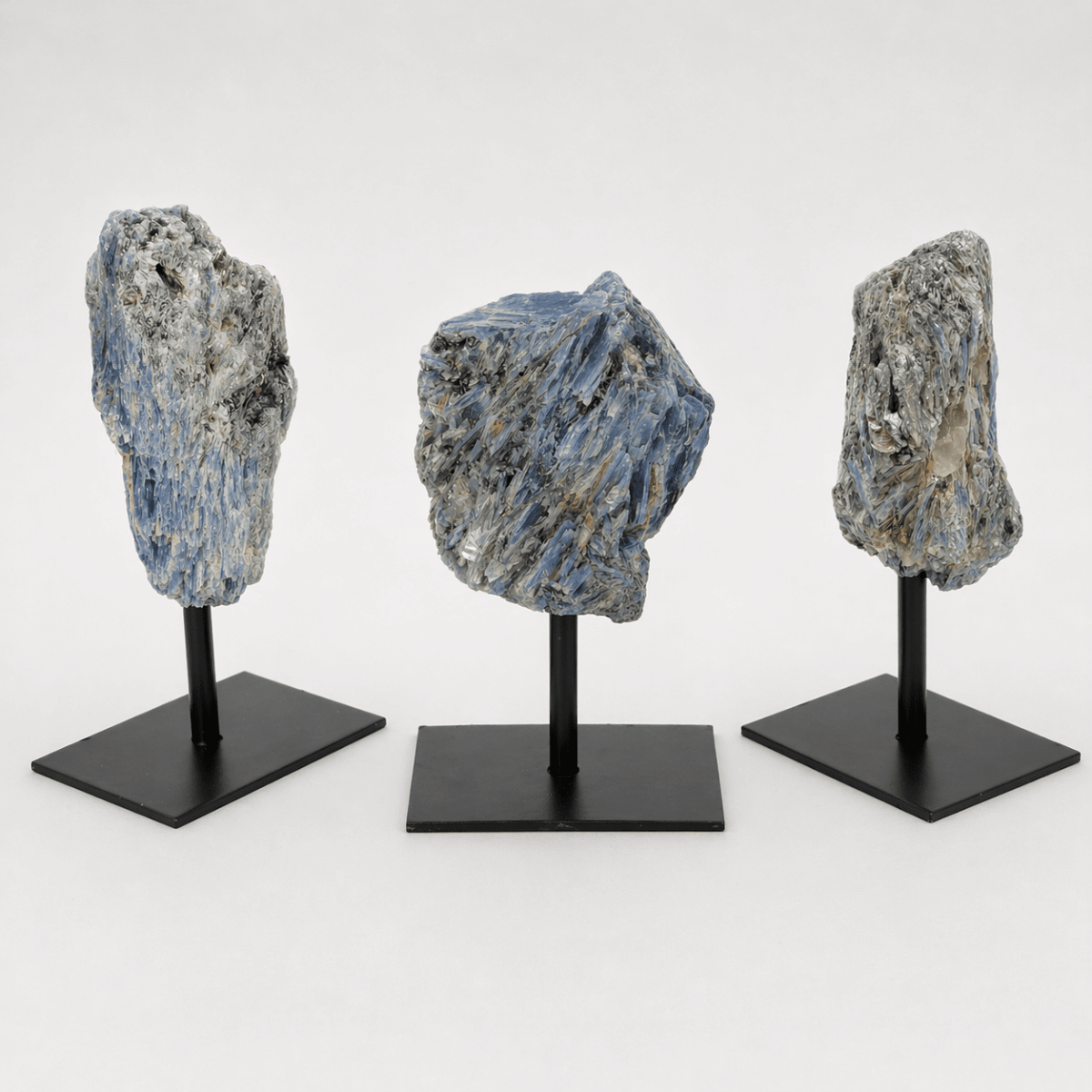 Rough Blue Kyanite Crystal with Metal Stand | One-of-a-Kind Mineral Specimen, 5–6"