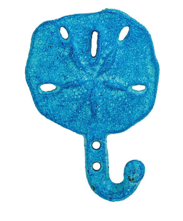 Beach Blue Sand Dollar Wall Hook – Coastal Metal Décor