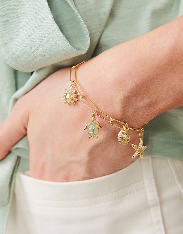 Seashore Charm Bracelet – 7.5" Gold | Splash Collection | Sea Foam & Opal Crystal Coastal Jewelry