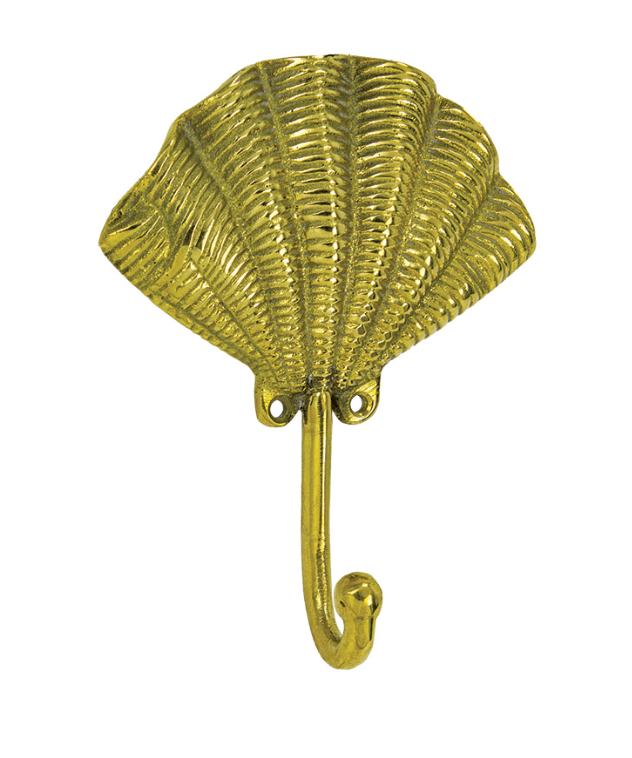 Brass Scallop Shell Wall Hook | Coastal Décor for Bath & Entryway