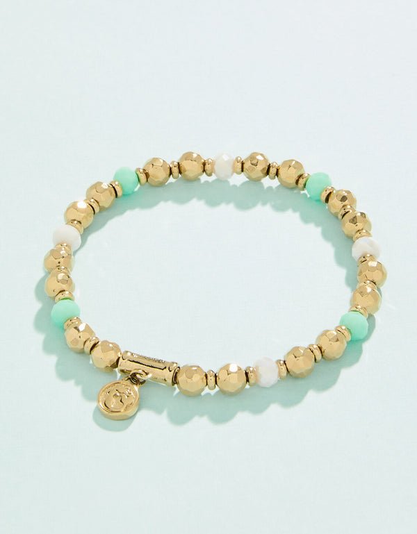 South Beach Stretch Bracelet – 6mm Gold Beaded | Splash Collection | Waterproof Coastal Jewelry