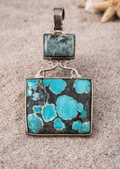 Raw Turquoise & Agate Sterling Silver Pendant