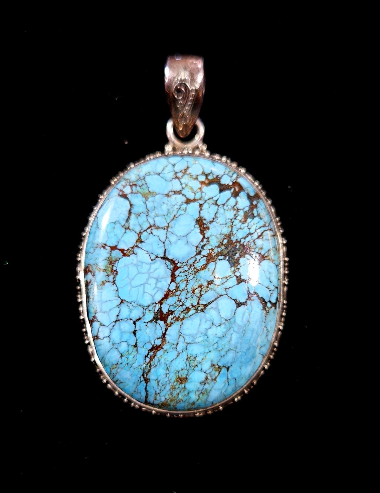 Number 8 Turquoise Sterling Silver Pendant – Genuine Nevada Mine Stone | 2" | Collector’s Jewelry