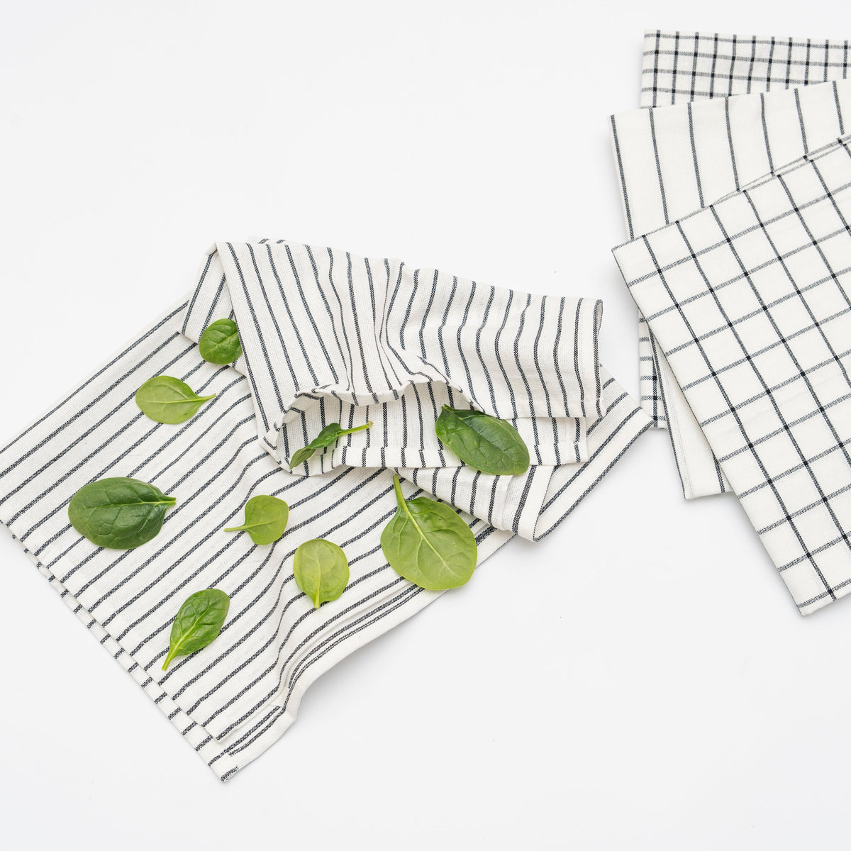 100% Cotton Stripe & Check Kitchen Towel - Set of 6