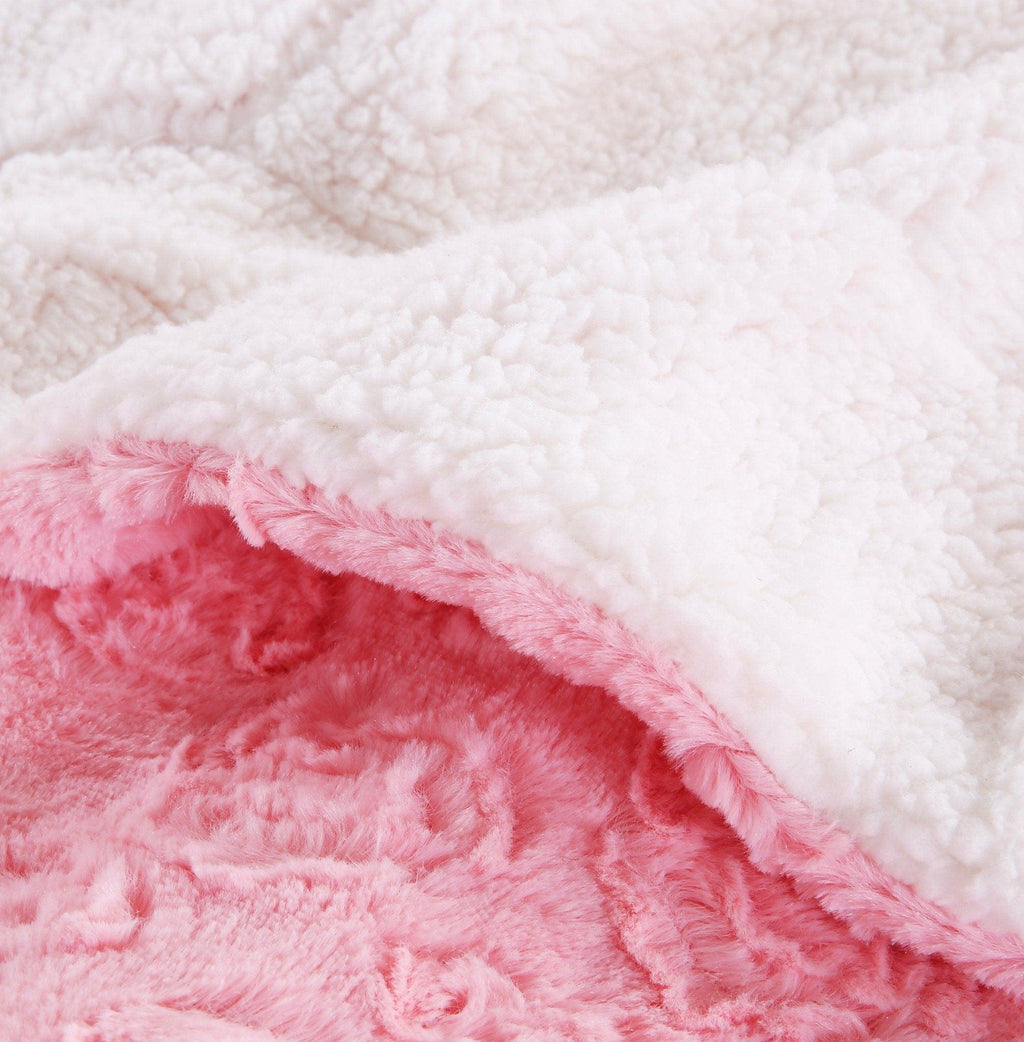 Rose Buds Blushing Pink Sherpa Throw Blanket
