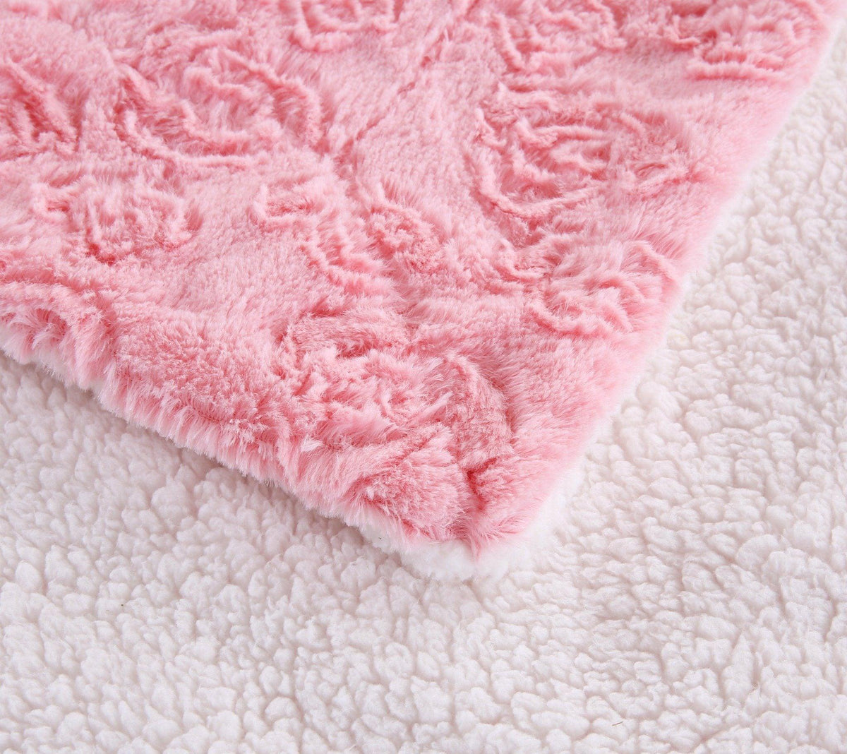 Rose Buds Blushing Pink Sherpa Throw Blanket