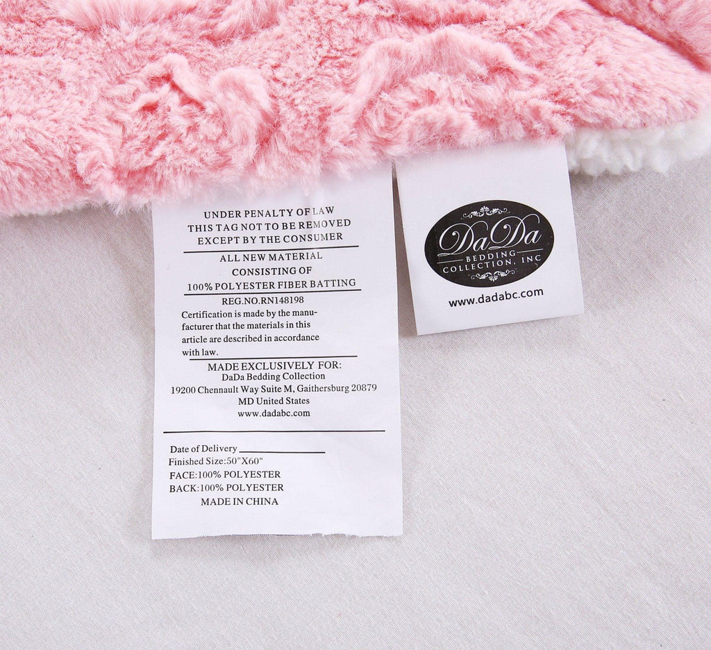 Rose Buds Blushing Pink Sherpa Throw Blanket