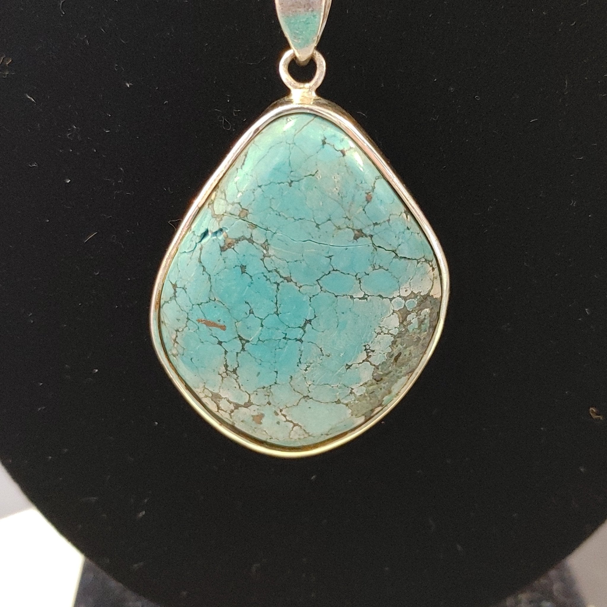 Turquoise Egg Pendant | Sterling Silver | 1.25" x 1.75" | Natural Matrix | Coastal Statement Jewelry
