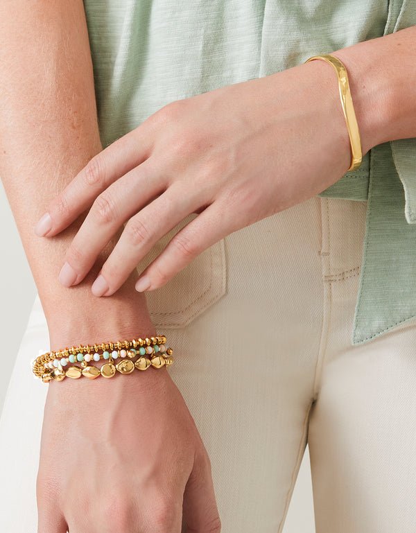 Tybee Island Stretch Bracelet – 4mm Gold Beaded | Splash Collection | Waterproof Coastal Jewelry