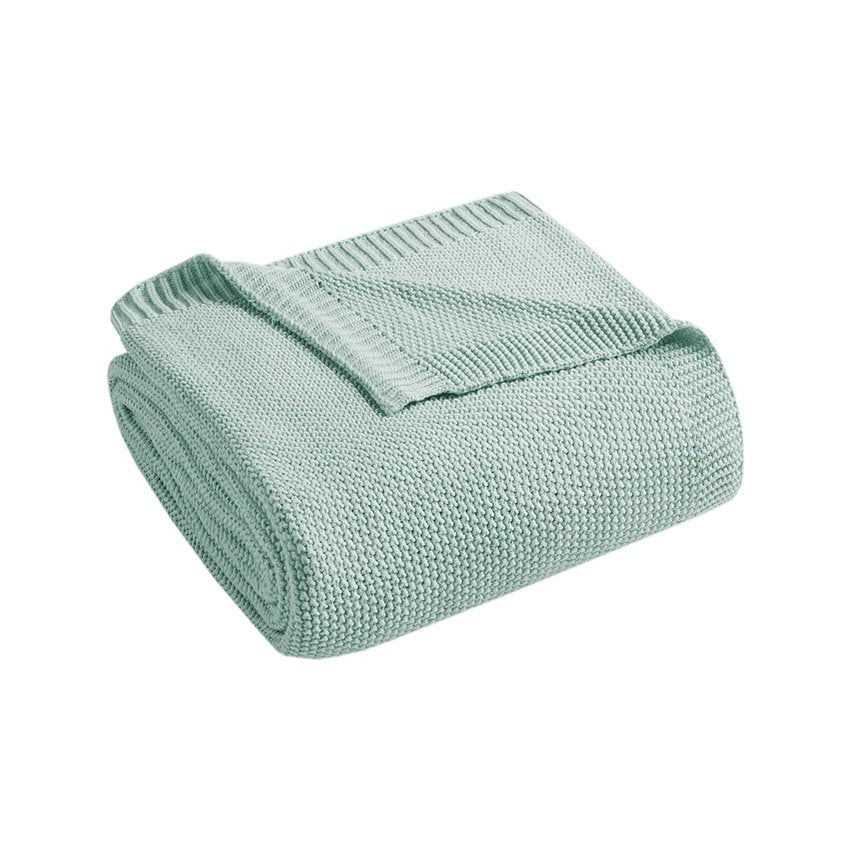 Ultra-Soft Knit Throw Blanket – Aqua Green | 50"x60" Coastal Cottage Throw