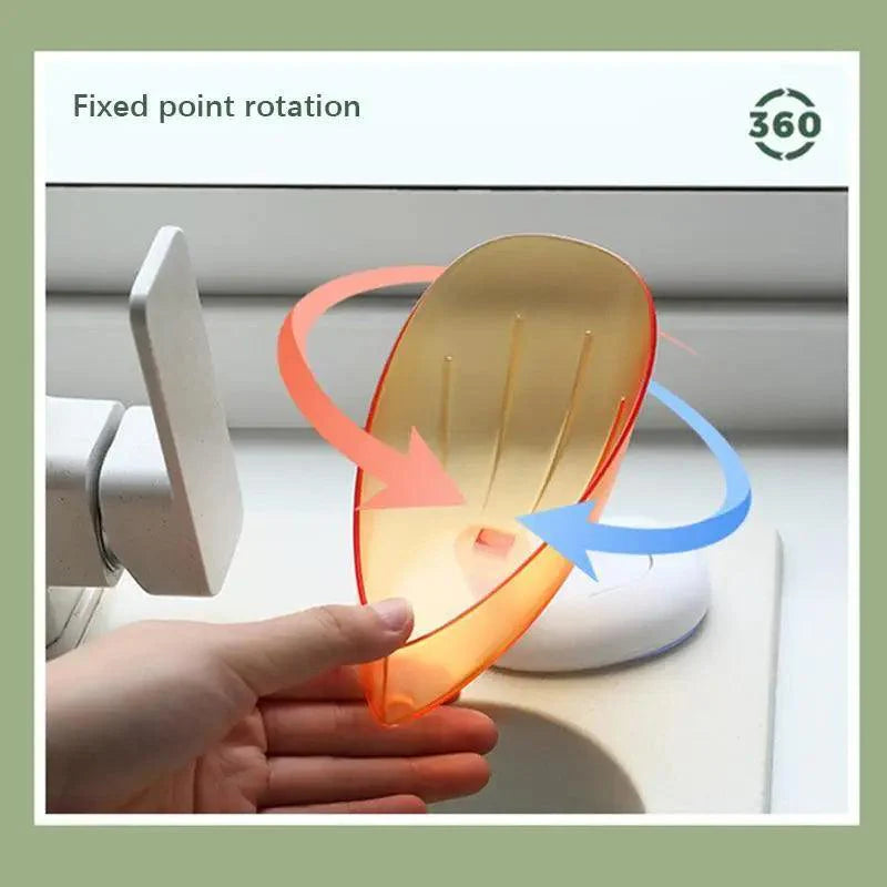 Leaf-Shaped Soap Dish with Drainage — Suction Cup Bathroom Soap Holder