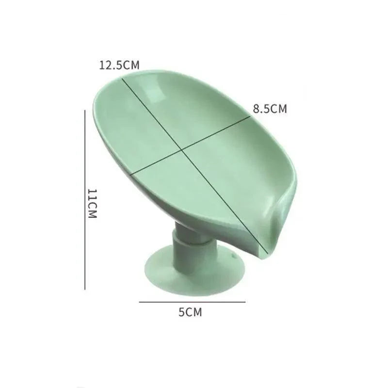 Leaf-Shaped Soap Dish with Drainage — Suction Cup Bathroom Soap Holder