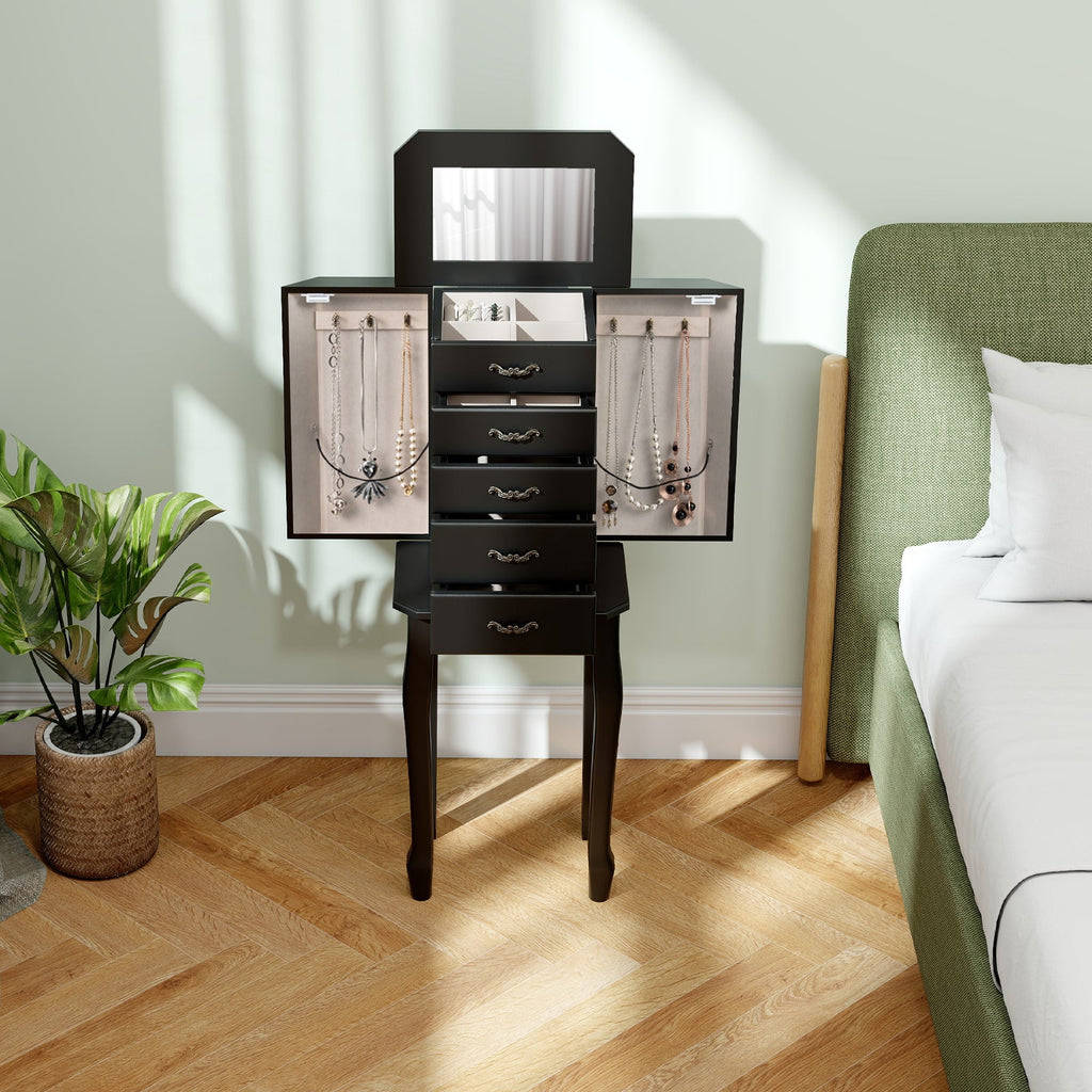 Standing Jewelry Box with Drawers & Side Doors