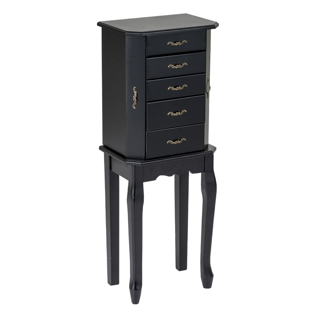 Standing Jewelry Box with Drawers & Side Doors