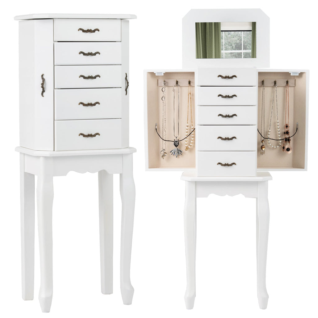Standing Jewelry Box with Drawers & Side Doors