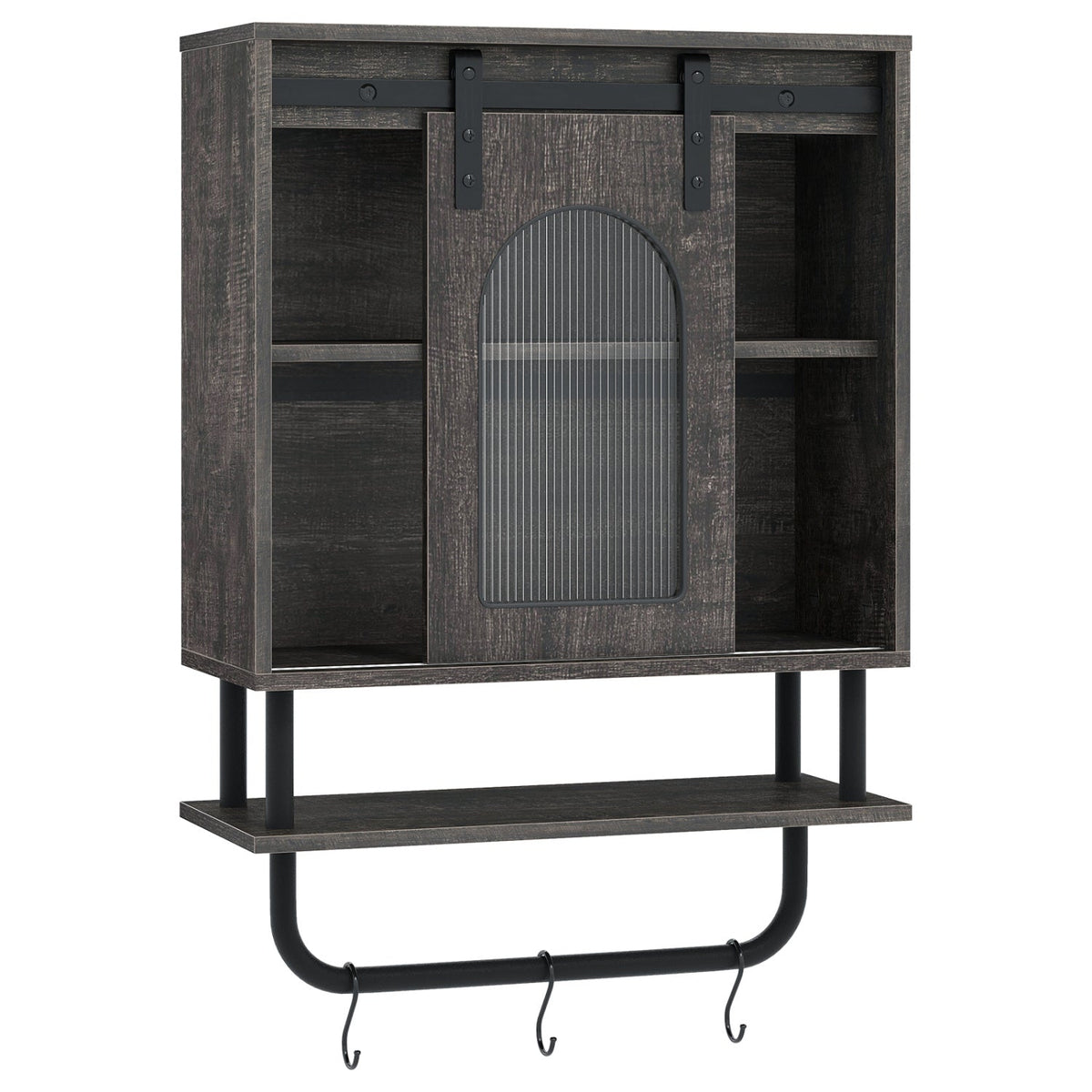 Wall Cabinet with Sliding Fluted Barn Door
