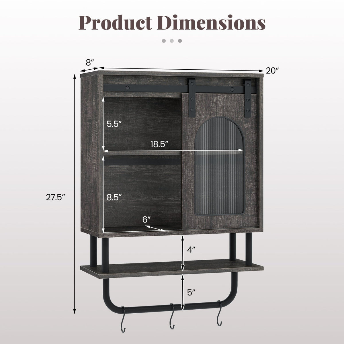 Wall Cabinet with Sliding Fluted Barn Door