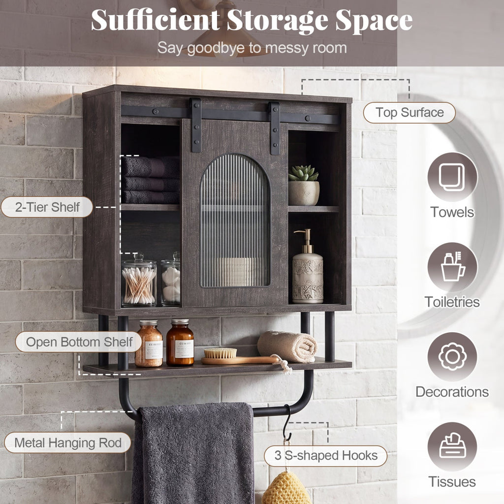 Wall Cabinet with Sliding Fluted Barn Door