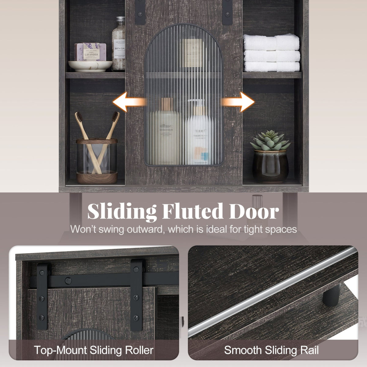 Wall Cabinet with Sliding Fluted Barn Door