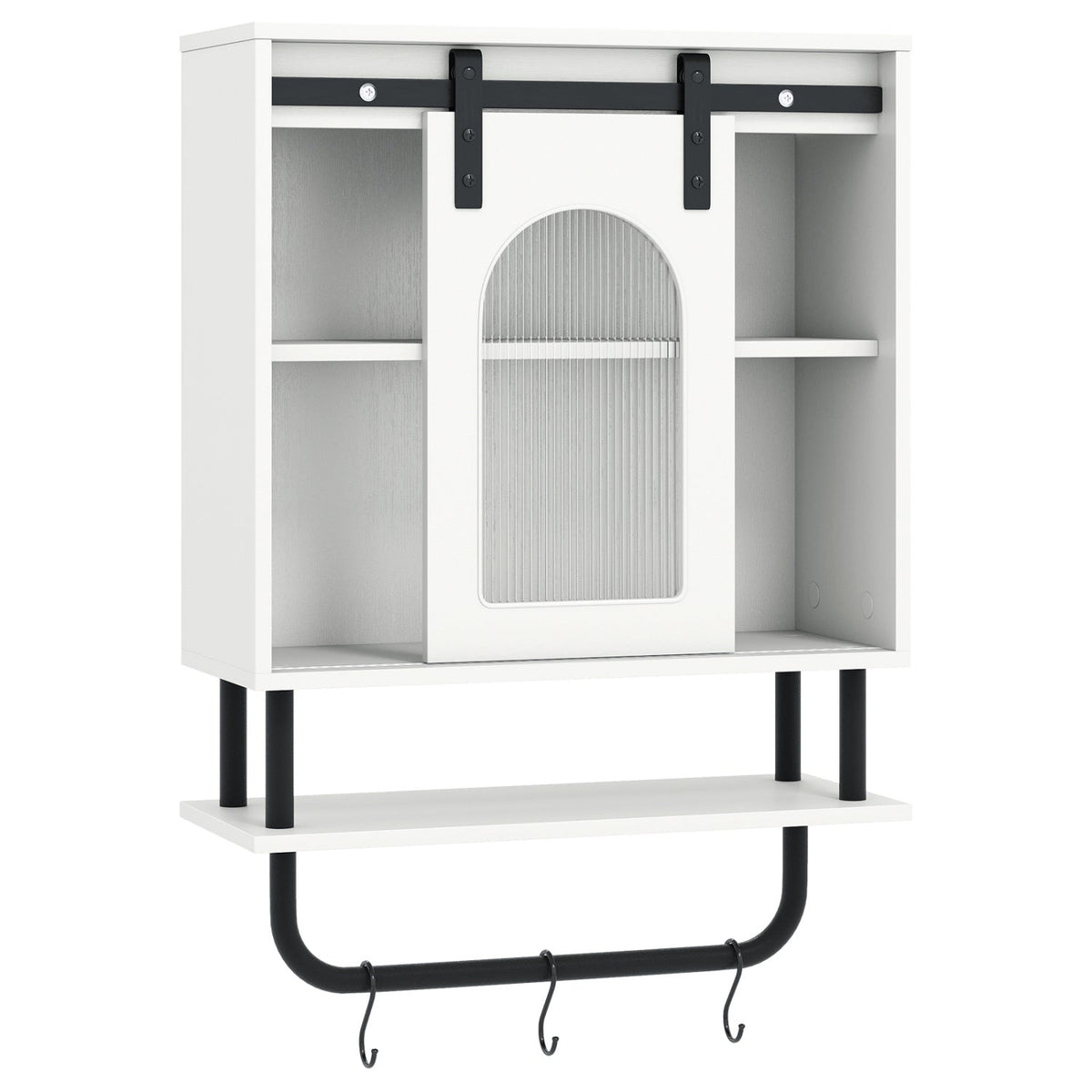 Wall Cabinet with Sliding Fluted Barn Door