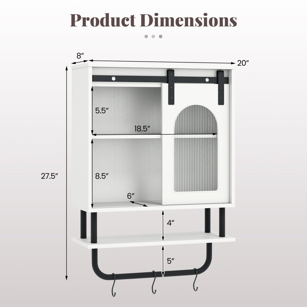 Wall Cabinet with Sliding Fluted Barn Door