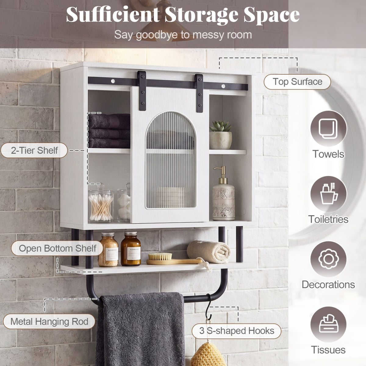 Wall Cabinet with Sliding Fluted Barn Door
