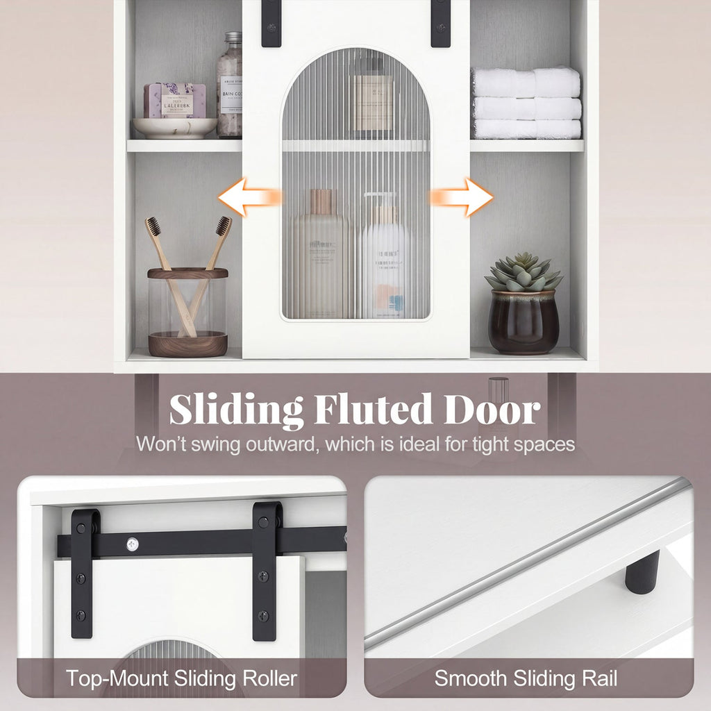 Wall Cabinet with Sliding Fluted Barn Door
