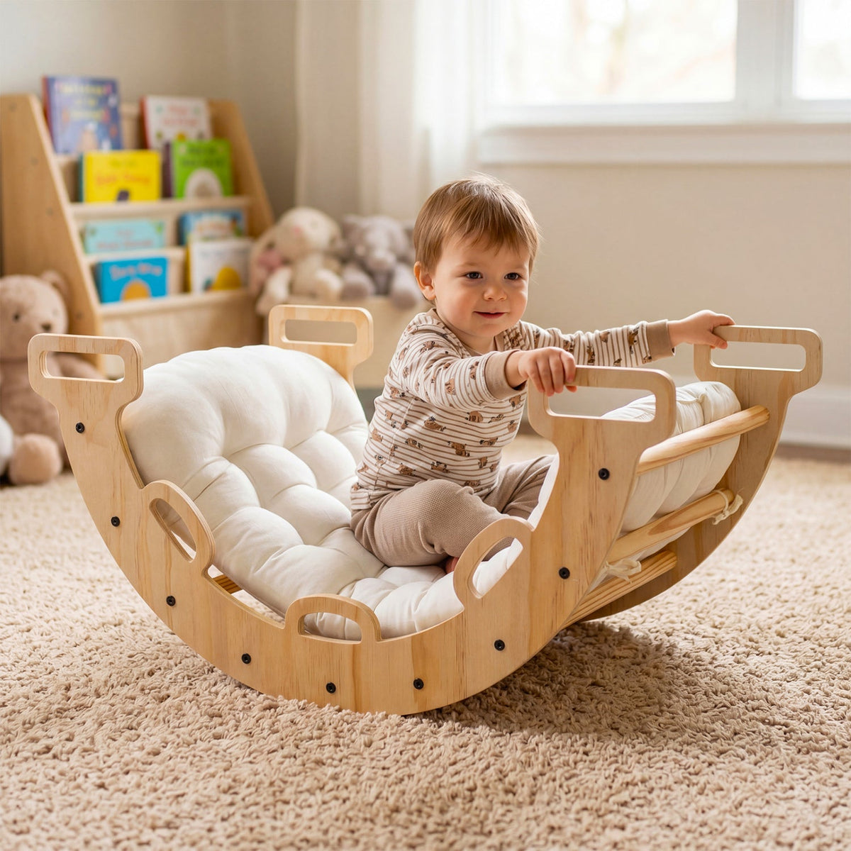 3-in-1 Montessori Wooden Climbing Arch with Cushion