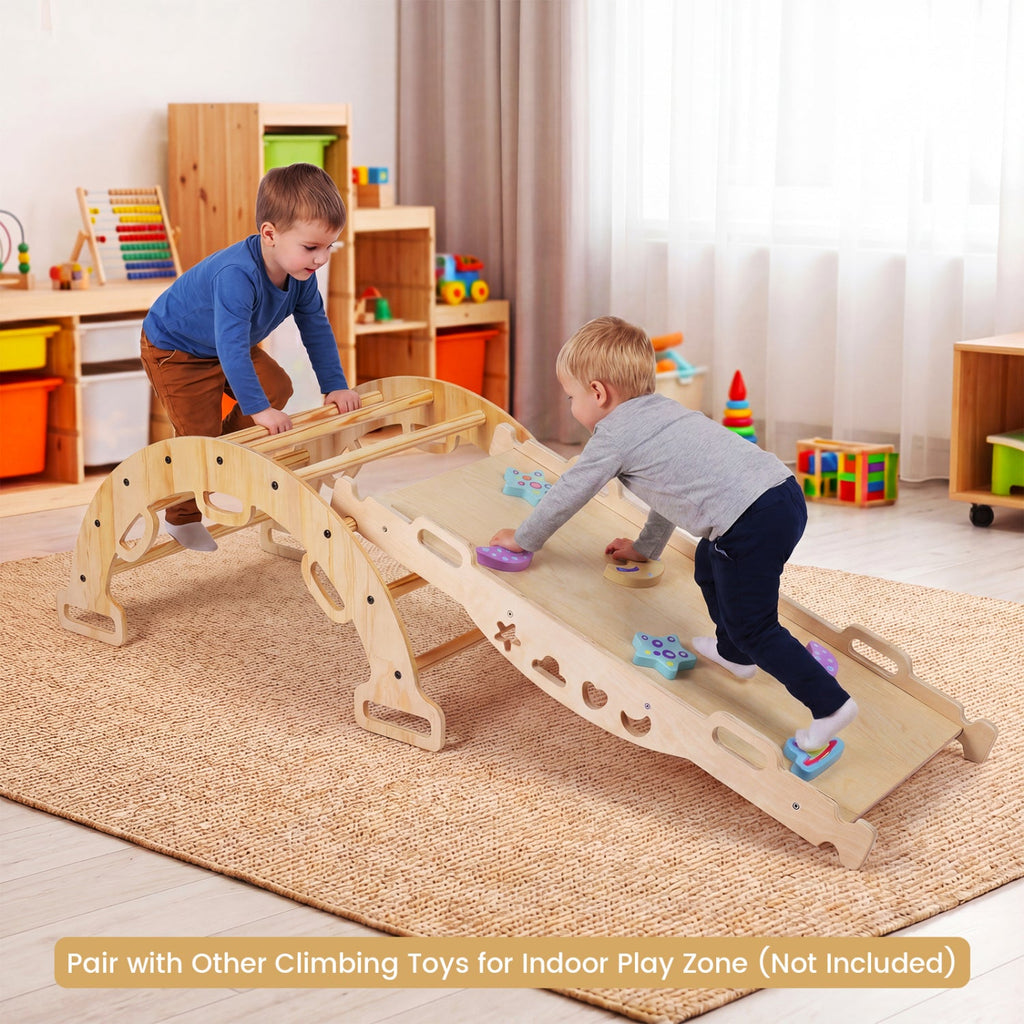 3-in-1 Montessori Wooden Climbing Arch with Cushion