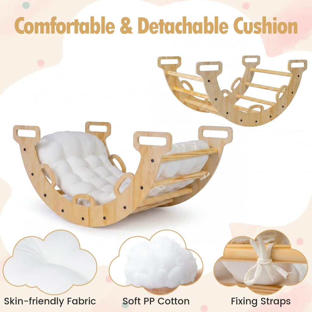 3-in-1 Montessori Wooden Climbing Arch with Cushion