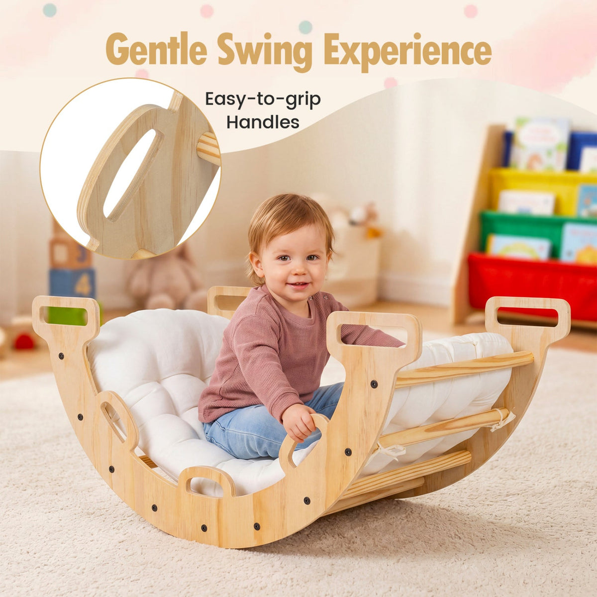 3-in-1 Montessori Wooden Climbing Arch with Cushion