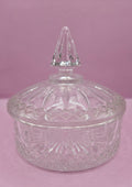 Vintage Clear Glass Candy Dish with Lid