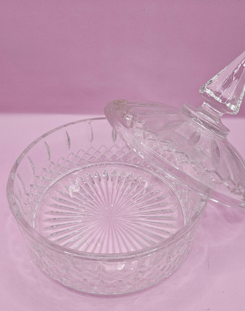 Vintage Clear Glass Candy Dish with Lid
