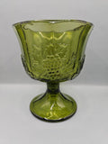 Vintage Colony Glass Harvest Green Grape Panel Footed Vase