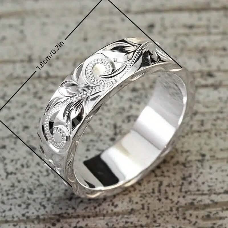 Vintage Pattern Silver-Plated Copper Ring – Women's Fashion Ring | Sizes 5–12