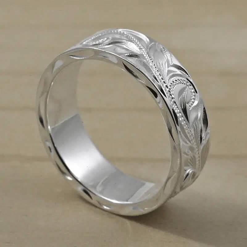 Vintage Pattern Silver-Plated Copper Ring – Women's Fashion Ring | Sizes 5–12