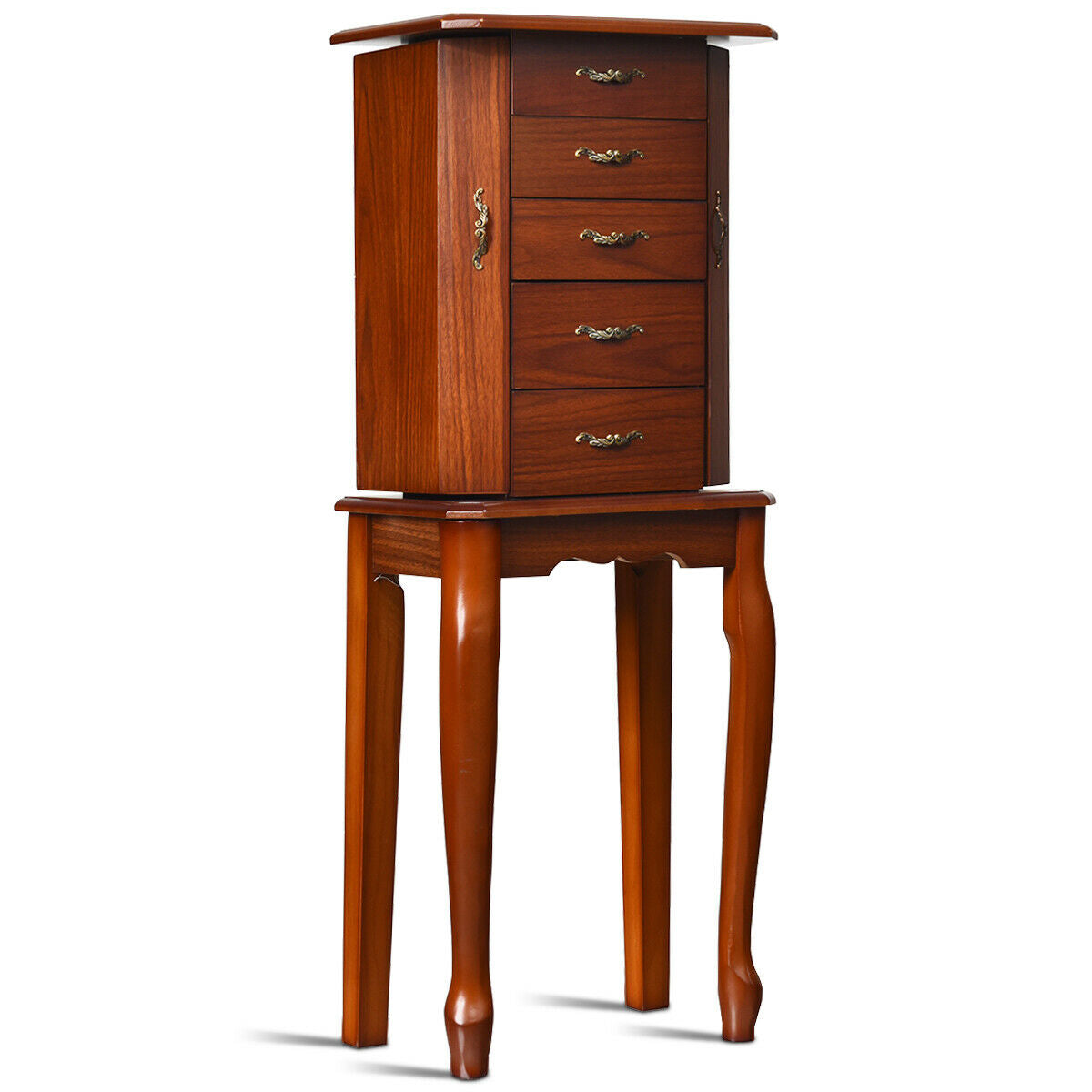 Standing Jewelry Box with Drawers & Side Doors