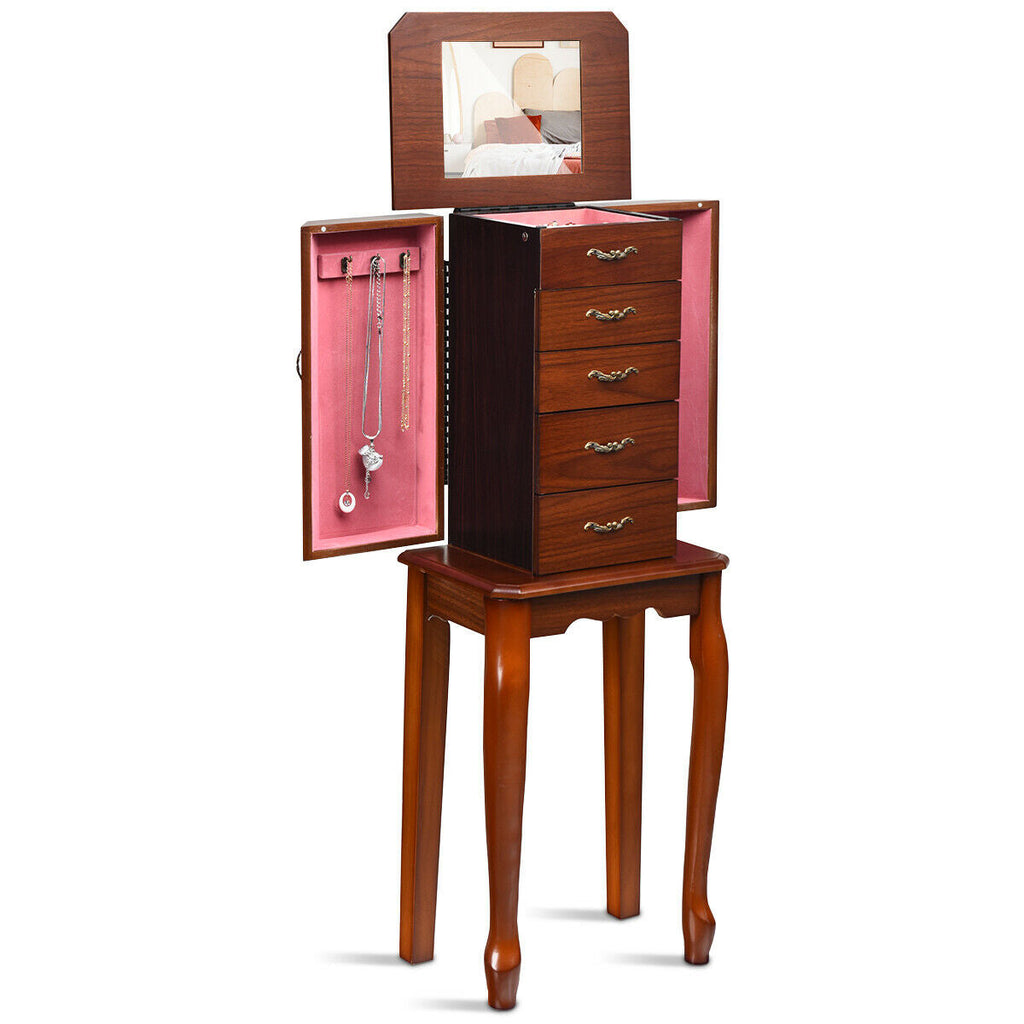 Standing Jewelry Box with Drawers & Side Doors